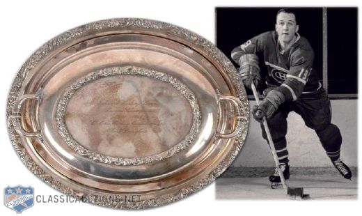 Albert "Junior" Langlois 1960-61 Montreal Canadiens NHL Champions Silver Entree Dish