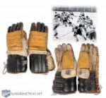 1966 Boston Bruins Game Worn #4 Gloves Attributed to Bobby Orr