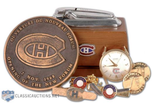 John Fergusons Montreal Canadiens Memorabilia Collection of 7, Including 1963-64 Prince of Wales Watch and 1968 Forum Medallion