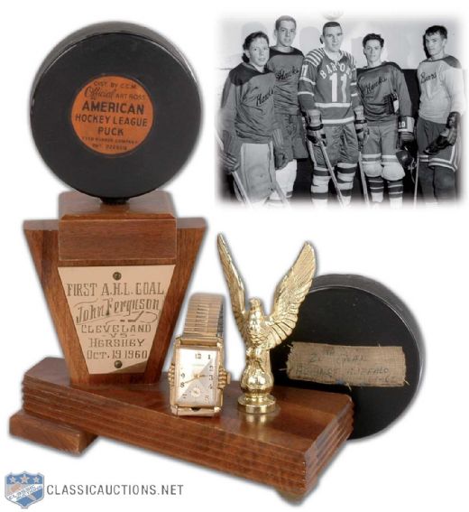 John Fergusons AHL Cleveland Barons Memorabilia Collection of 8, Featuring 1st AHL Goal Puck