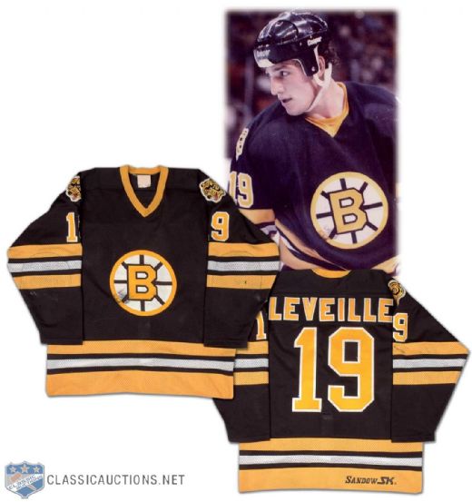 Normand Leveille 1982-83 Boston Bruins Photo Matched Game Worn Road Jersey