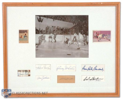 Bill Barilko 1951 Stanley Cup Winning Goal Framed Photo and Autograph Montage, Including Barilko Autograph