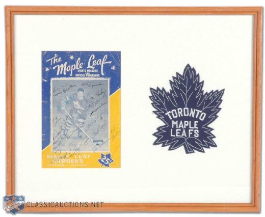 1948-49 Toronto Maple Leafs Signed Program Cover Framed Display, Featuring Bill Barilko Autograph