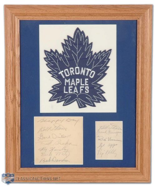 1930s Toronto Maple Leaf Framed Autograph Display, Including Turk Broda and Syl Apps