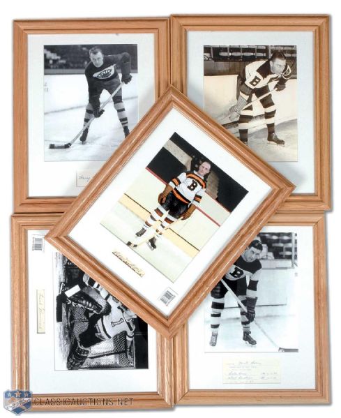 Boston Bruins Legends Signed Framed Display Collection of 5