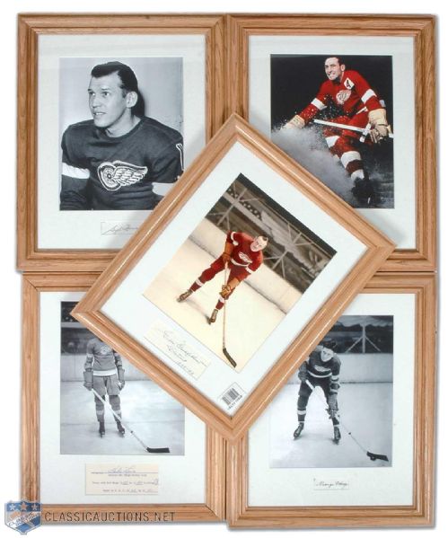 Detroit Red Wings Legends Signed Framed Display Collection of 5