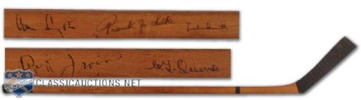 1938-39 Toronto Maple Leafs Team Signed Stick, Including Smythe, Irvin, Selke, Apps, Broda, Jackson, Horner, Drillon and Foster Hewitt