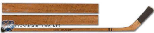 1951-52 Detroit Red Wings Team Signed Stick, Featuring Terry Sawchuk and Jack Adams