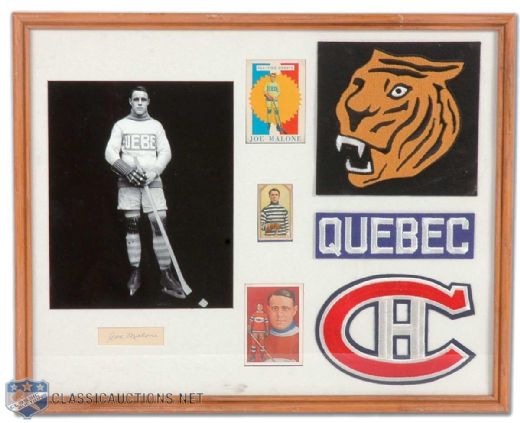 Joe Malone Framed Autograph, Photo and Hockey Card Montage