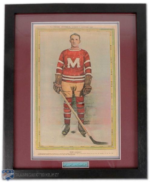 Babe Siebert Framed Autograph and Vintage 1929 La Presse Picture Montage