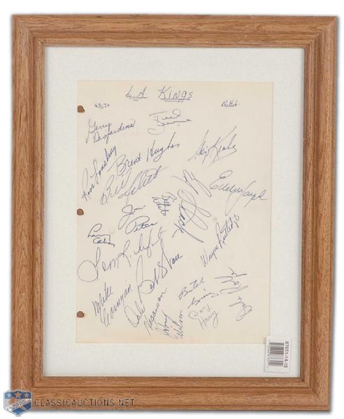 Framed 1969-70 Los Angeles Kings Team Signed Autograph Sheet