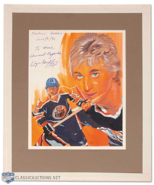 Wayne Gretzky Autographed 1981 Original Dual Portrait by Carleton "Mac" McDiarmid