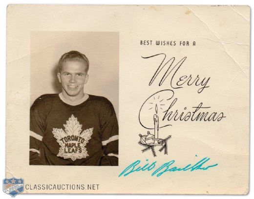 Bill Barilko Signed Christmas Card