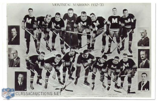 1932-33 Montreal Maroons Real Photo Team Photo Postcard