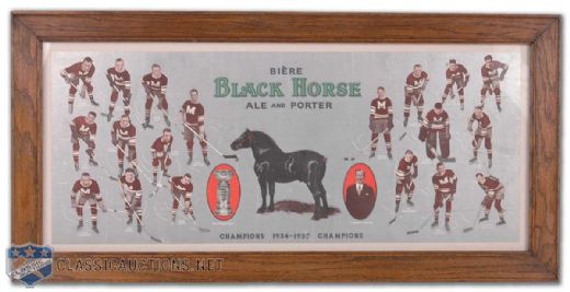 1934-35 Montreal Maroons/Black Horse Ale Advertising Framed Team Photo