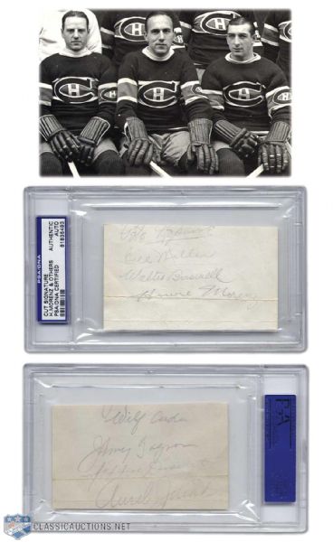 Howie Morenz, Aurele Joliat & Six Other Canadiens Cut Signatures - PSA/DNA