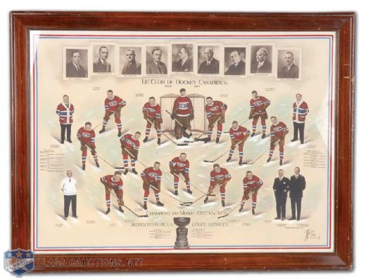 Exceptional 1929-31 Montreal Canadiens Hand-Colored Team Photograph (26" x 34")