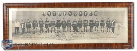 1931-32 Montreal Canadiens Framed Panoramic Team Photo by Rice Studio