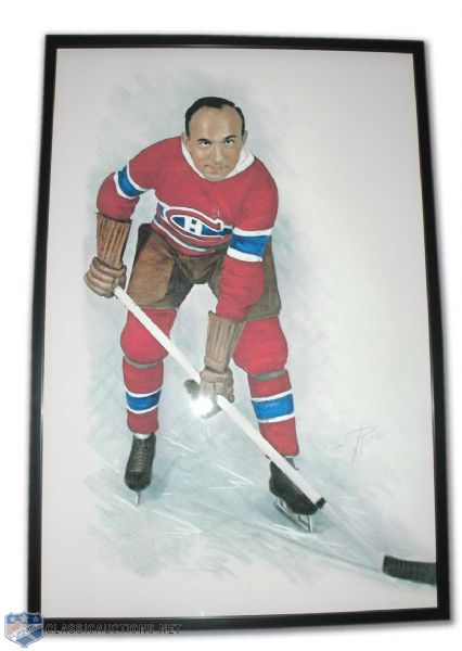 Huge Framed Display of Montreal Canadiens Howie Morenz