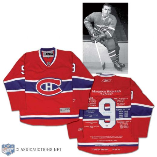 Maurice Richard Autographed Montreal Canadiens Career Tribute Jersey