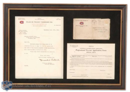 Hall-of-Famer Frank Patricks Signed 1940 Montreal Canadiens Letter to Maurice Richard