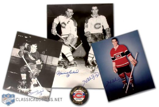 Maurice & Henri Richard Autographed Photographs and Puck