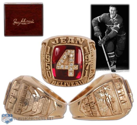 Spectacular Jean Beliveau Diamond & Gold Career Tribute Ring