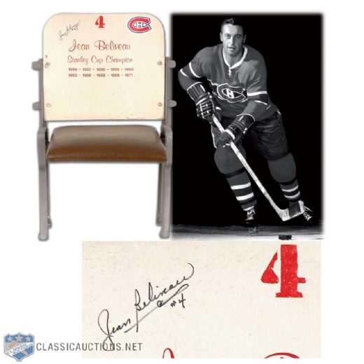 Jean Beliveau Autographed Montreal Forum #4 White Seat