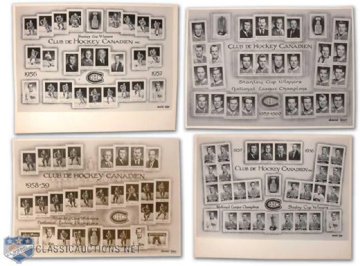 1950s Montreal Canadiens Team Photo Collection of 4