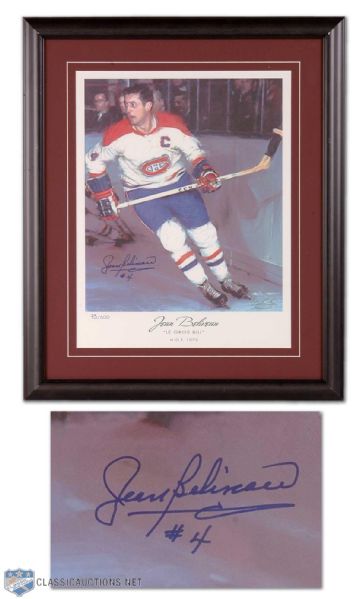 Jean Beliveau Autographed Le Gros Bill Framed Lithograph (18" x 21")