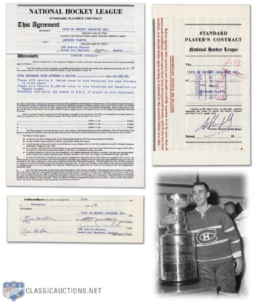 Jacques Plantes 1955-56 Montreal Canadiens Contract