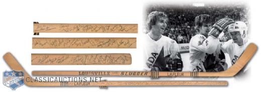 Guy Lafleur 1976 Canada Cup Louisville Slugger Stick Signed by Team Canada, Including Orr, Hull and Sittler