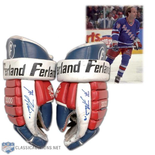 Guy Lafleurs Signed New York Rangers Game Used Gloves