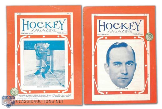 1920s Hockey Magazine Collection of 2, Featuring Howie Morenz and Frank Boucher Covers