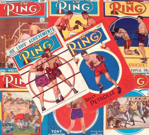 1930s to 60s The Ring Magazine Cover Collection of 45