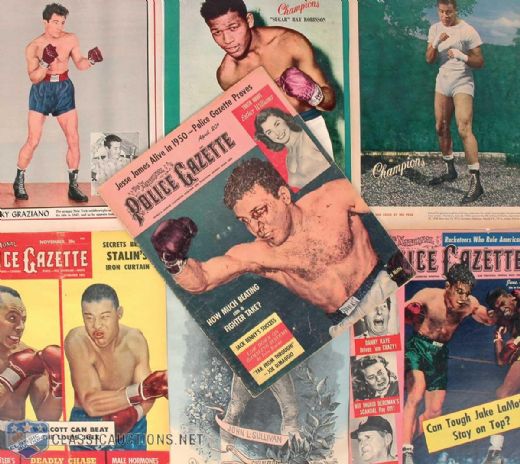 Vintage "Police Gazette" and "The Ring" Magazine Premium Boxing Photo Collection of 158