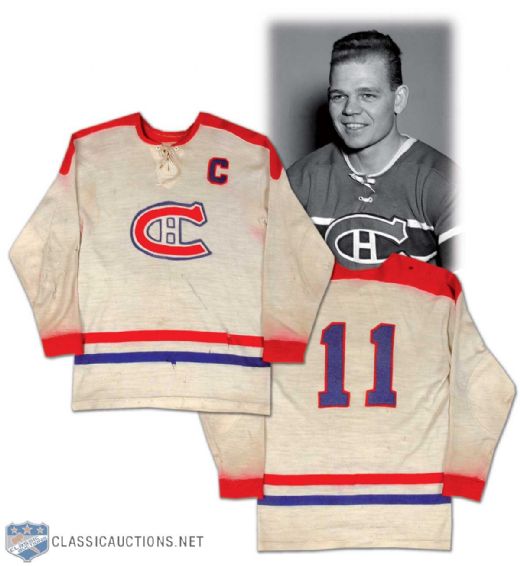 Early-1940s Ray Getliffe Montreal Canadiens Game Worn Captains Jersey