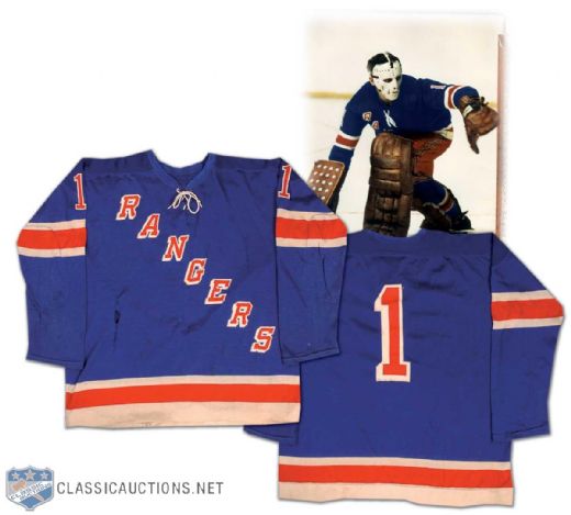 Ed Giacomin Late-1960s New York Rangers Game Used Jersey