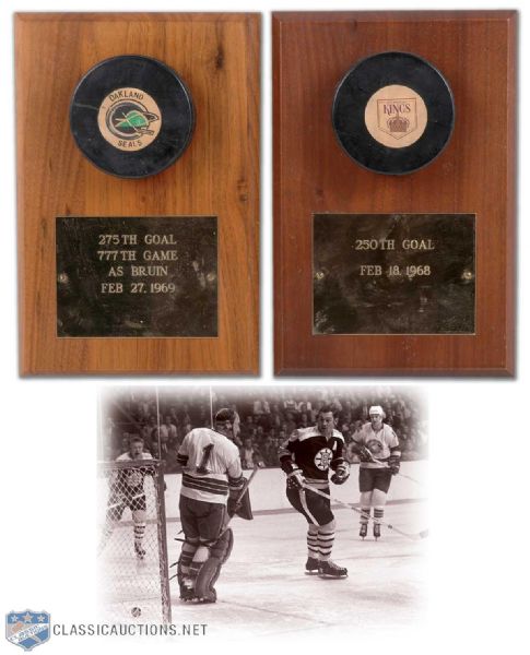 Johnny Bucyks 1968-1969 250th & 275th Milestone Goal Pucks