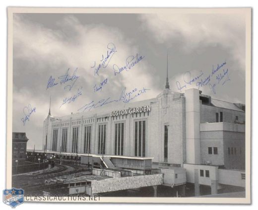 Boston Garden Photo Autographed by 11 Former Bruins