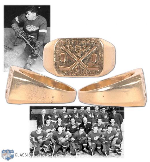 Carl Liscombes 1942-43 Detroit Red Wings Stanley Cup Championship Gold Ring