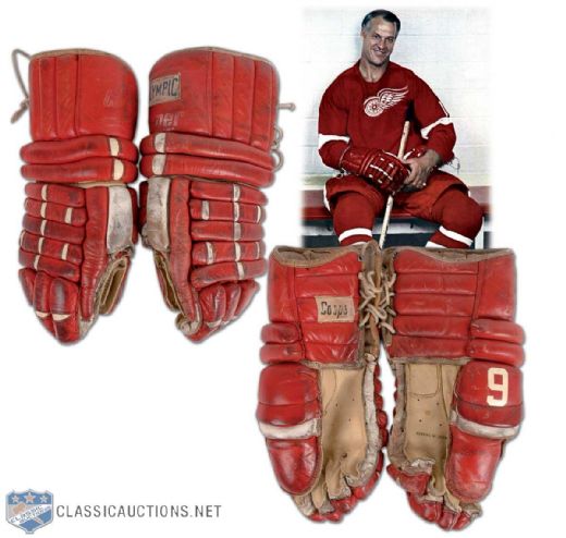 Gordie Howes Game Used Detroit Red Wings Gloves