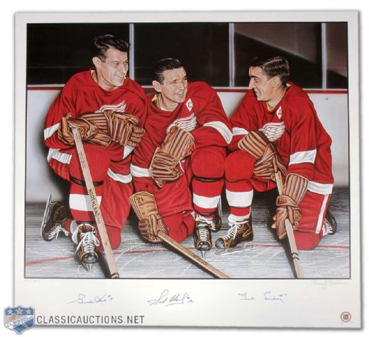 Wings Production Line Lithograph Autographed by Howe, Abel & Lindsay (27"x 29")