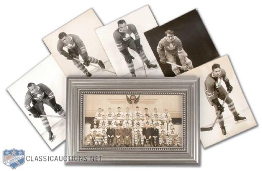 Toronto Maple Leafs Legends Alexandra Studios Portrait Collection of 5, Plus 1941-42 Stanley Cup Champion Maple Leafs Framed Team Photo