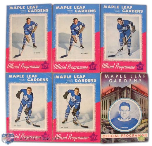 1940s Toronto Maple Leafs Program Collection of 6