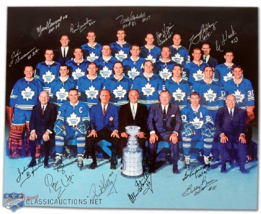 1966-67 Stanley Cup Champion Toronto Maple Leafs Team Photo Signed by 13, Including HOFers Mahovlich, Bower, Kelly, Pronovost, Stanley and Pulford