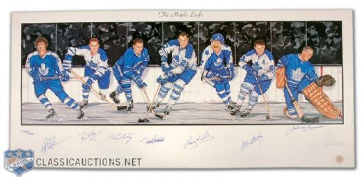 Maple Leafs Limited Edition Lithograph Autographed by 7 HOFers