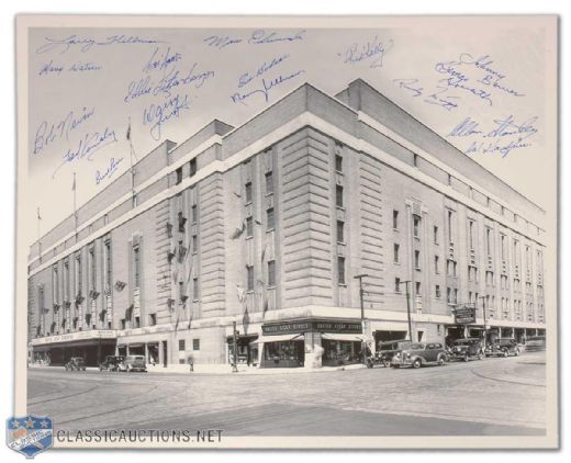 Maple Leaf Gardens Photo Autographed by 17 Former Leafs