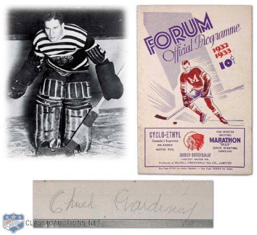 1932-33 Montreal Forum Program Autographed by Chuck Gardiner