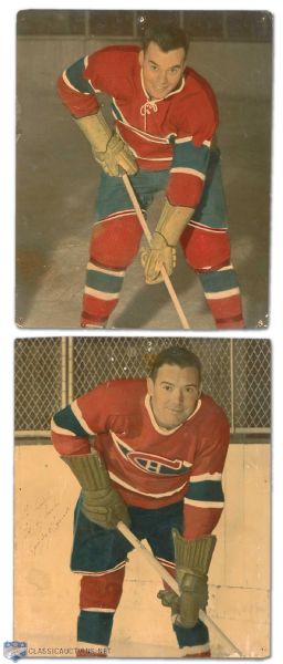 Vintage Montreal Canadiens Autographed Photo Collection of 2, Originally Displayed at the Montreal Forum in the 1940s